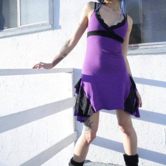 OOAK Organic Cotton Eco Pixie Punk Ruffle Dress Tunic - Picture 6 of 6